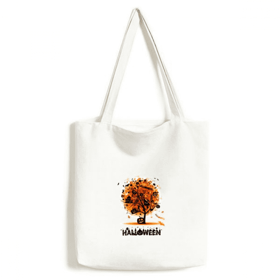 Halloween Cartoon Tree Pattern Tote Canvas Bag Shopping Satchel Casual Handbag