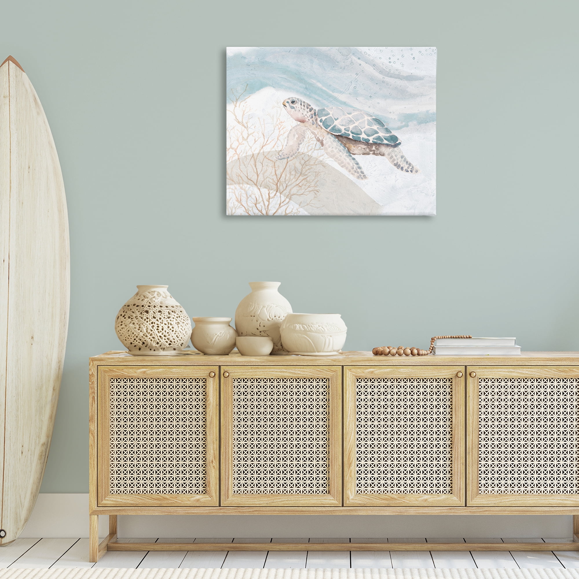 Stupell Industries Turtle on Brushed Pattern Animals & Insects Painting Gallery Wrapped Canvas Art Print Wall Art, 40 x 30