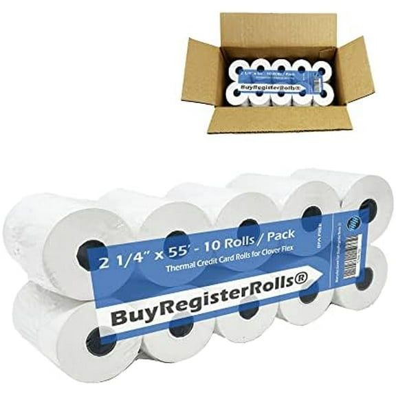 Clover Flex Receipt Paper 2 1/4 x 55 (10 rolls - 55 GSM) Thermal Paper from