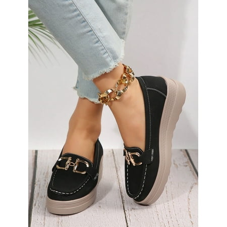 

ASWMXR Thick-Soled Comfortable Slip-On Shaking Shoes Khaki Women‘s Soft-Soled Flat Shoes