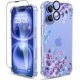 thumbnail image 1 of wonima11 for iPhone 16 Plus Case,[3 in 1] with Screen Protector & Camera Lens Protector, Flower Pattern Design,Clear Soft Shockproof Slim Floral Phone Cover for Women Girls 2024 6.7" (Lavender/Purple), 1 of 1