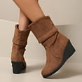 thumbnail image 4 of SEMPAI Christmas Deals Women's Solid Color Wedge Heel Comfortable Casual Shoes Brown US Size:7.5, 4 of 7
