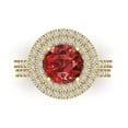 thumbnail image 2 of 2.68 ct Brilliant Round Cut Natural Garnet 18K Yellow Gold Halo Solitaire with Accents Engagement Bridal Wedding Ring Band Set size 8, 2 of 7