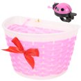 thumbnail image 1 of BEADCEST Plastic Bike Basket Pink Handmade Storage For Scooter 1Pack, 1 of 6