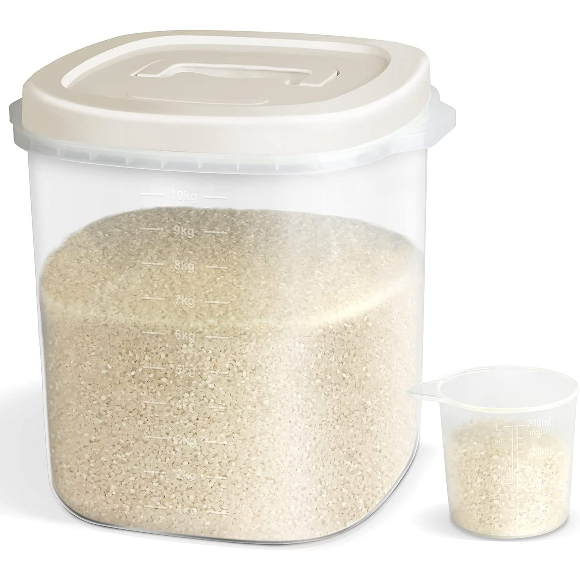 UPPETLY Large Airtight Food Storage Container Bin 20 lb Dry Food Rice Container with Lid Lock Handle and Measuring Cup. Cereal Flour Dog Cat Pet Food Containers Clear Walmart