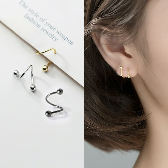 925 Sterling Silver Spiral Earrings, Front Back Earrings, Wrap Around Earrings, Ear Jacket Earrings, Small Twist Hoops, Gold, Silver, Black