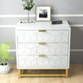 thumbnail image 3 of AKDSteel Commode Moderne Blanche à 3 Tiroirs, Commode en Bois avec Poignées en Métal Doré pour Chambre Ou Salon, 3 of 9