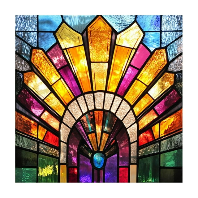 Hearth & Gear :Static Cling Window Film Colorful Art Stained Glass Window Decal Removable Decorative Sticker 50cm ×50cm Tile Decal Stickers Wall Inspirational Quotes Decals Dorm Room Wall Decorations