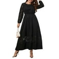 thumbnail image 5 of KVMeteor Womens Plus Size Lace Spliced Long Sleeve Cocktail Party A-Line Dress, 5 of 6