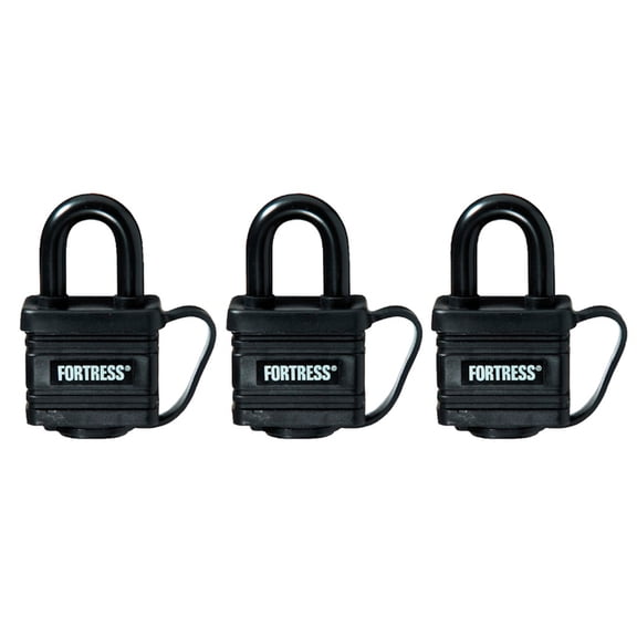 Master Lock 1804TRI 1-9/16" Black Weatherproof Padlocks 3 Count