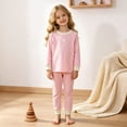 thumbnail image 2 of Cathalem Toddler Toddler Kids Toddler Girls Boys Soft Comfy Modal Tencel Solid Raglan Sleepwear Pajamas Pjs Set Pink 12-13 Years, 2 of 8