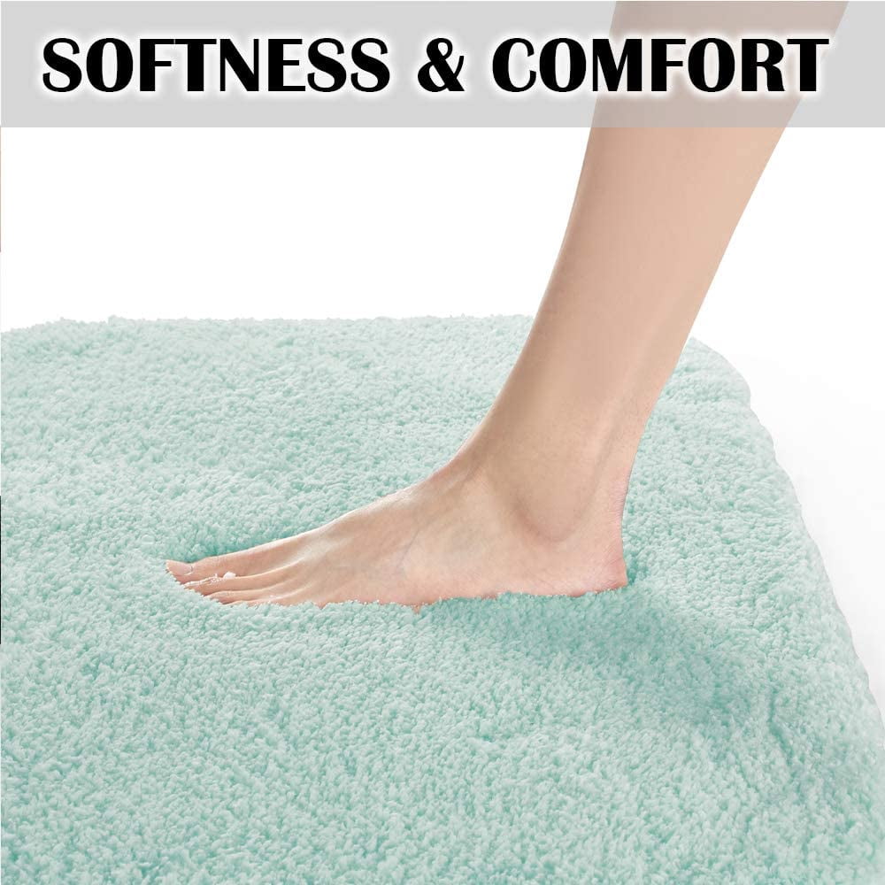 Bath Rug for Bathroom Non Slip Bathroom Mat (20 x 32, Aqua) Water Absorbent Soft Microfiber Shaggy Bathroom Rug Machine Washable Bath Mat for Bathroom Thick Plush Shower Mat