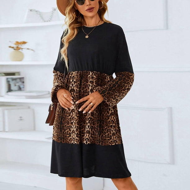 Vestido de mujer Nikou elegante y estético con Cuello redondo y mangas abullonadas