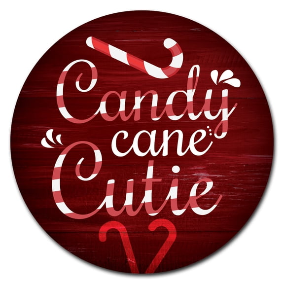 SignMission Circular Rigid Plastic Sign 12" Tall - Candy Cane Cutie | Plastic Sign |  Made in the USA