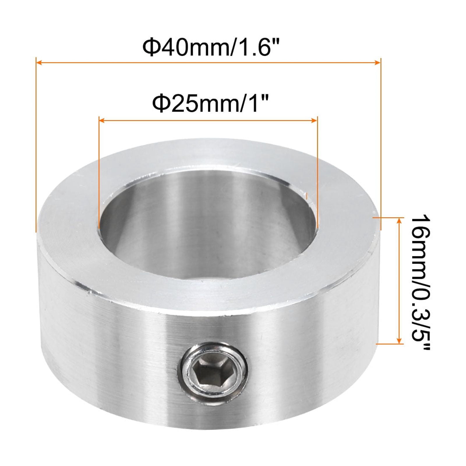 Uxcell 4pcs Shaft Collars 1" Bore Stainless Steel Shaft Collars 1.6" OD, 3/5" Width Axle Collar Clamp with Set Screw