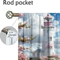 thumbnail image 5 of WNOOHIY Coastal Lighthouse Cherry Blossom Print Light-filtering Curtains for Living Room Bedroom Home Decoration, Set of 2 Panels, 5 of 9