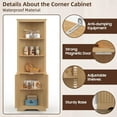 thumbnail image 5 of 67" Tall Corner Cabinet with Doors, 5-Tier Fluted Corner Storage Cabinet with Open Storage Adjustable Shelves, Home Space Saver for Bathroom, Kitchen, Natural Oak, 5 of 9