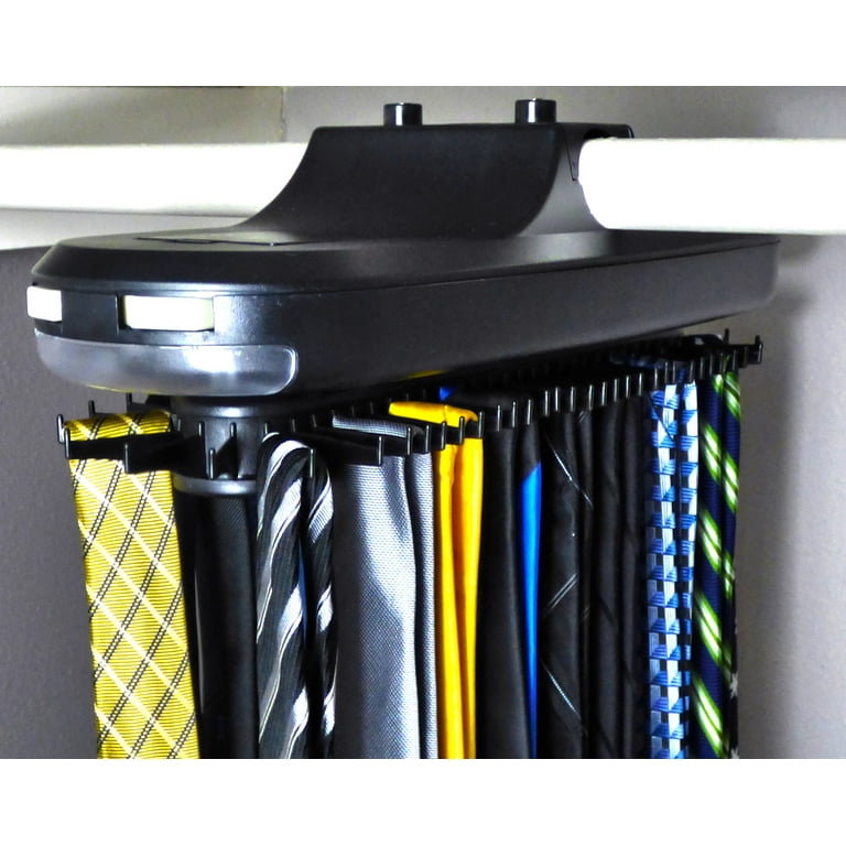 Electric Revolving Tie Rack w LED Light Holds 64 Ties Belts Scarfs More Motorized Rotating Closet Tie Rack Organizer Walmart