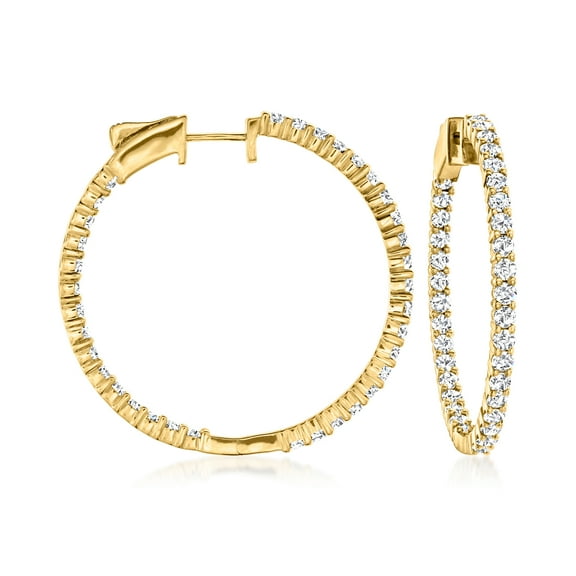 Ross-Simons 3.00 ct. t.w. Diamond Inside-Outside Hoop Earrings in 18kt Gold Over Sterling, Women's, Adult