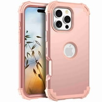 Dteck for iPhone 16 Pro, 3 in 1 Full Body Rugged Shockproof Slim Hybrid Heavy Duty Hard PC Cover Soft Silicone Rugged Bumper Protective Case, Rosegold