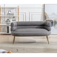 thumbnail image 1 of Polyester Leisure Sofa Accent Chair with a Sleek Design Modern Button Wingback Vanity Chair with Arms Upholstered Tall Back Desk Chair with Metal Legs for Living Room Bedroom Waiting Room(Dark Grey), 1 of 8