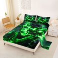 thumbnail image 2 of Castle Fairy Spooky Skull Octopus King Sheets 4pcs,Gothic Flame Tentacle Scene Bedding,Lime Black,1 Fitted Sheet,1 Flat Sheet and 2 Pillowcases, 2 of 6