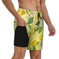 thumbnail image 2 of Yiaed Lemon Print Mens Swim Trunks Bathing Suit Compression Liner Beach Swim Shorts Swimwear Quick Dry Zipper Pocket No-Chafing Board Short-3X-Large, 2 of 6