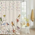 thumbnail image 4 of Fabric Shower Curtain, Watercolor Red Green Birds in Branches Bathroom Curtain with 12 Hooks Waterproof No Bad Odor Machine Washable Bath Curtains for Bathroom, Spa Room, 36"x72", 4 of 6