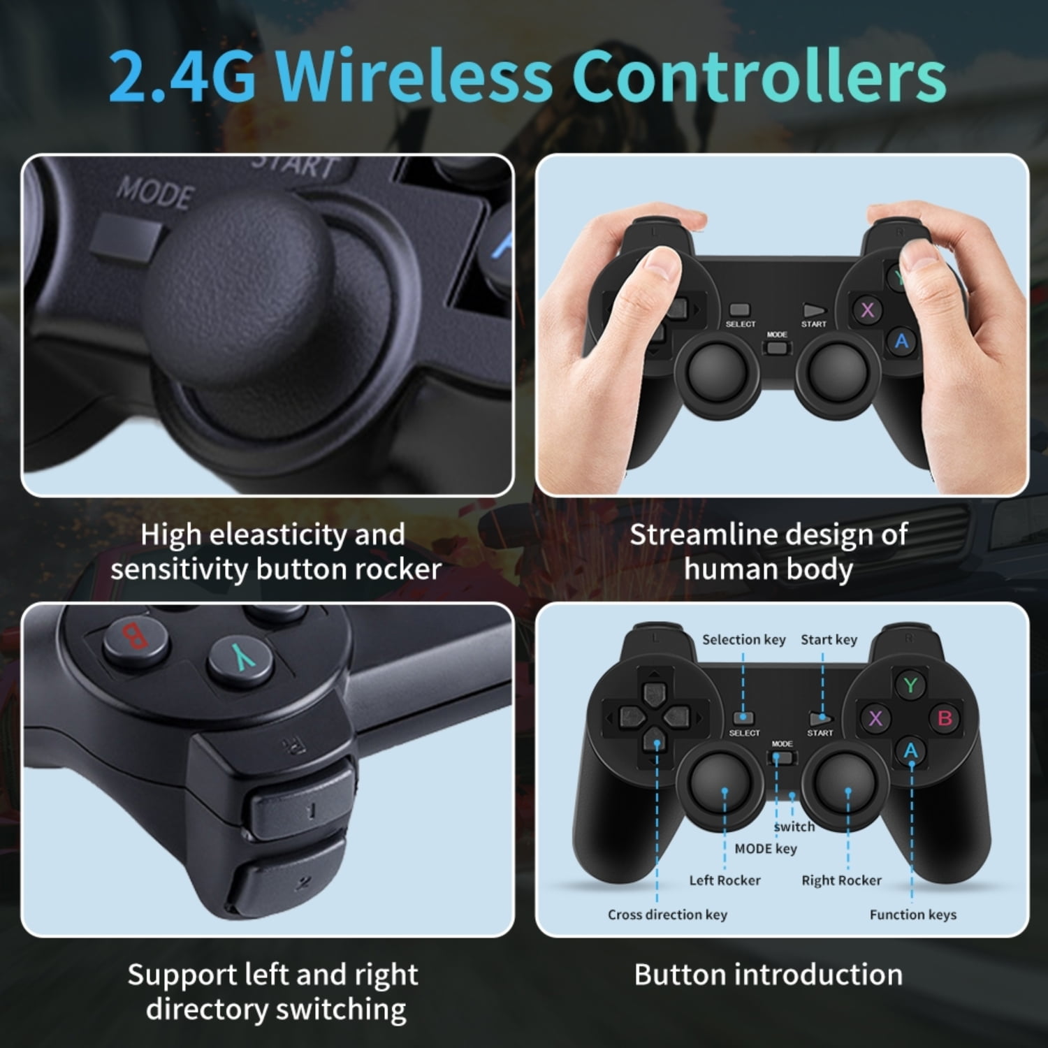ZYTKWT M8 Video Game Console - 4K HDMI, 2.4G Wireless Controllers, 64GB, 40,000+ Games, Portable