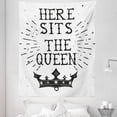 thumbnail image 1 of Queen Tapestry, Vintage Grunge Here Sits the Queen Words Antique Crown Royalty Theme Hipster, Fabric Wall Hanging Decor for Bedroom Living Room Dorm, 5 Sizes, Charcoal Grey White, by Ambesonne, 1 of 1