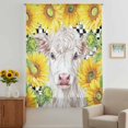 thumbnail image 2 of Farmhouse Sunflowers Sheer Curtains 54 Inches Long, Country Cow Black Plaid Checkered Light Filering Curtains, Breathable Simi Curtain Privacy Drapes for Kitchen Bathroom Small Window Treatment, 2 of 9
