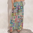 thumbnail image 5 of Fun Colorful Patchwork Pants Retro Tiles Print Casual Wide Leg Pants Woman Big Size Beach Graphic Straight Trousers, 5 of 6