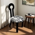 thumbnail image 4 of Ciphrias Dining Chairs Set of 2, Solid Wood Keyhole Back Fabric Upholstered Round Seat Black White for Dining Room, 4 of 8