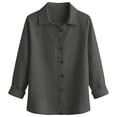 thumbnail image 4 of PBFRDSJ Tops for Women Trendy Summer Classic Pleated Textured Cotton Linen Jacket Single-Breasted Lapel Long Sleeve Cardigan Business Casual Work Outwear, 4 of 5