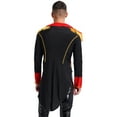 thumbnail image 4 of TiaoBug Mens Circus Magician Halloween Ringmaster Costume Long Sleeve Drum Band Jacket Tailcoat Black XL, 4 of 7