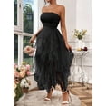 thumbnail image 4 of Women's Solid Color Mesh Panel Strapless Maxi Dress, 4 of 10