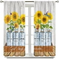 thumbnail image 2 of Sunflower Blackout Curtains for Kitchen,Vintage Rustic Watercolour Vase Natural Sunshine Sunflower Butterfly Bird Window Drapes Print for Boys Girls Bedroom Living Room 42x54in, 2 of 6