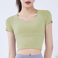 thumbnail image 2 of ZyeKqe Women's Workout Tops Built in Bra Yoga Top Short Sleeve Crewneck Crop Top Quick Dry Athletic Tees, 2 of 4