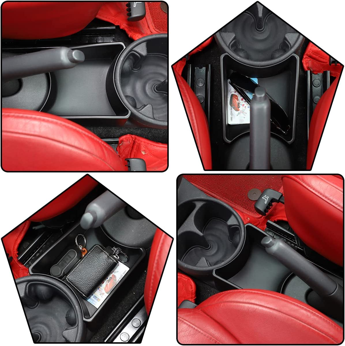 TINKI Suitable for Fiat 500/500C 2011-2015 Car Central Control Handbrake Storage Box Tray Accessories
