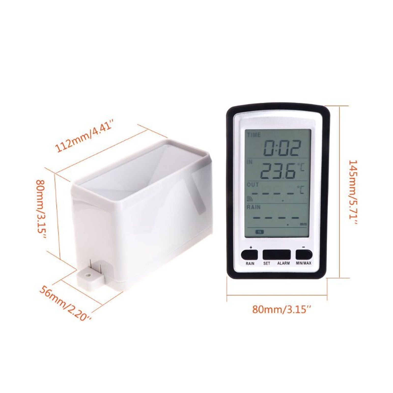 Wireless Rain Meter Rain Gauge with Thermometer Weather Station for Indoor/Outdoor