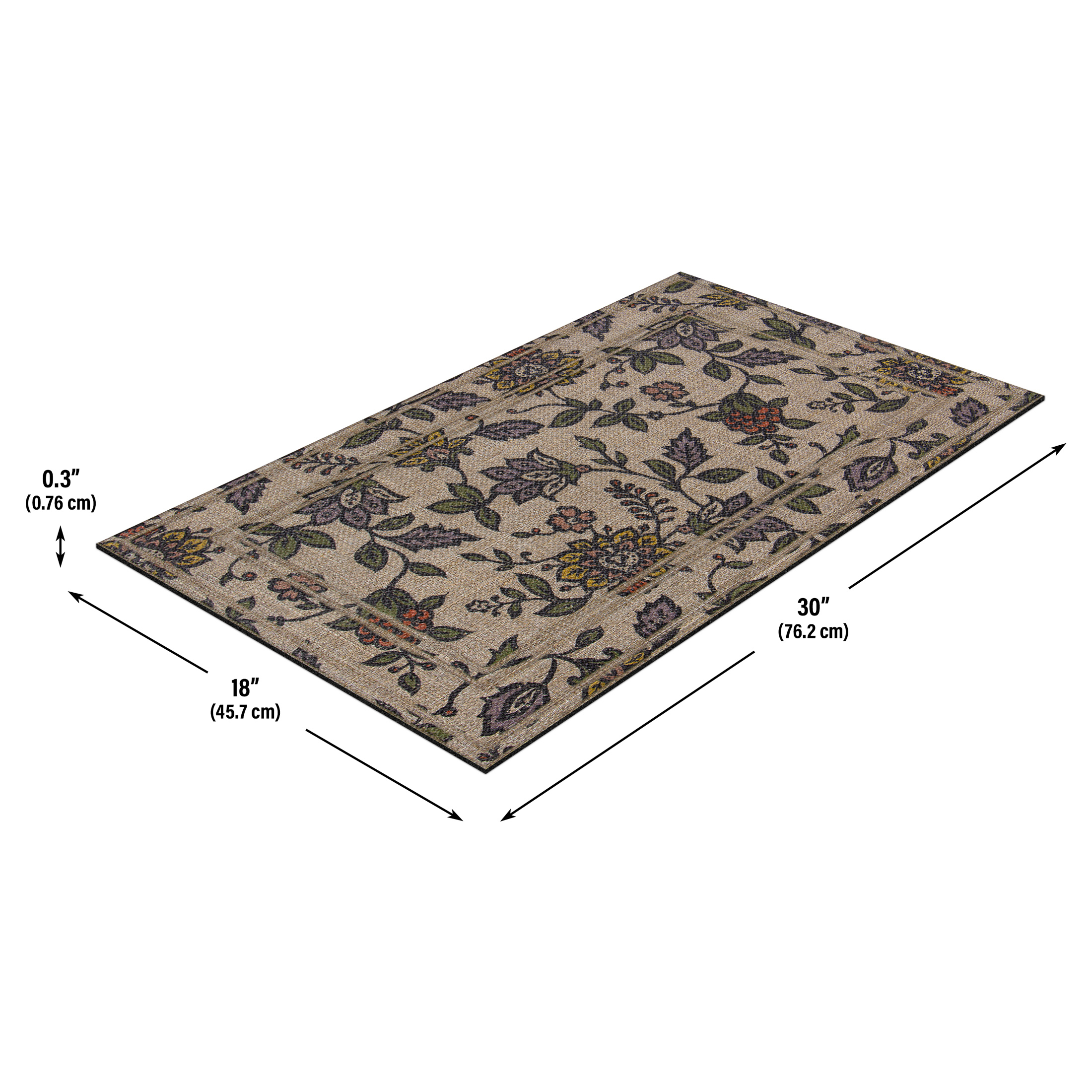 Garden Jacobean Floral, Apache Mills Sisal 18x30 Indoor Outdoor Entrance Doormat