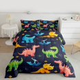 thumbnail image 2 of Homewish Kawaii Dino Dinosaur Queen Comforter Set,Ancient Animal Bedding Sets,Deepblue Green Orange Bedding Comforter Set For Boys Child,Ultra Soft Home Decor Reversible,3pcs, 2 of 8