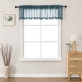 thumbnail image 4 of MKHILL 42x14 Dusty Blue Sheer Valance, 14 Inch Short Cafe Curtain for Small Kitchen Window, Rod Pocket Topper, 2 Panels, Each 42"Wx14"L, Dusty Blue, 4 of 7