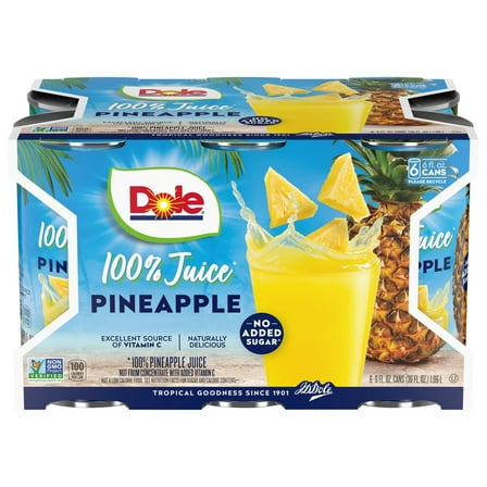 2X-Dole Pineapple 100% Juice Cans - 36 fl oz - 6 cans
