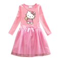 thumbnail image 4 of Ropa para niños de Hello Kitty, nuevo vestido de algodón de dibujos animados, falda de hilo de red con lazo a la moda de otoño para niñas, Falda plisada dulce para bebé, 4 of 5