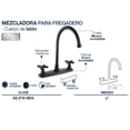 thumbnail image 2 of Llave Mezcladora Fregadero O Tarja Alfa  Cocina Cruzeta Negro Mate, 2 of 2