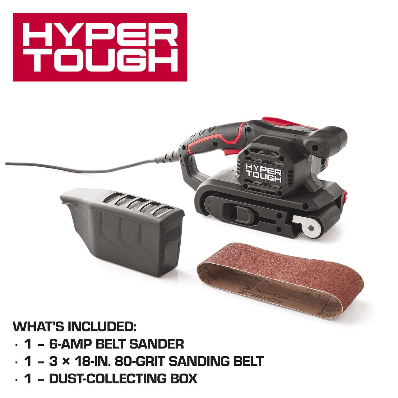 Hyper Tough Belt Sander, 6 Amp, 3 in x 18 in, Corded, Model 2613