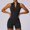 Black, variant on HPINK-T Sleeveless Workout Jumpsuit for Women Zip Up Romper Shorts V Back Scrunch Sexy One Piece