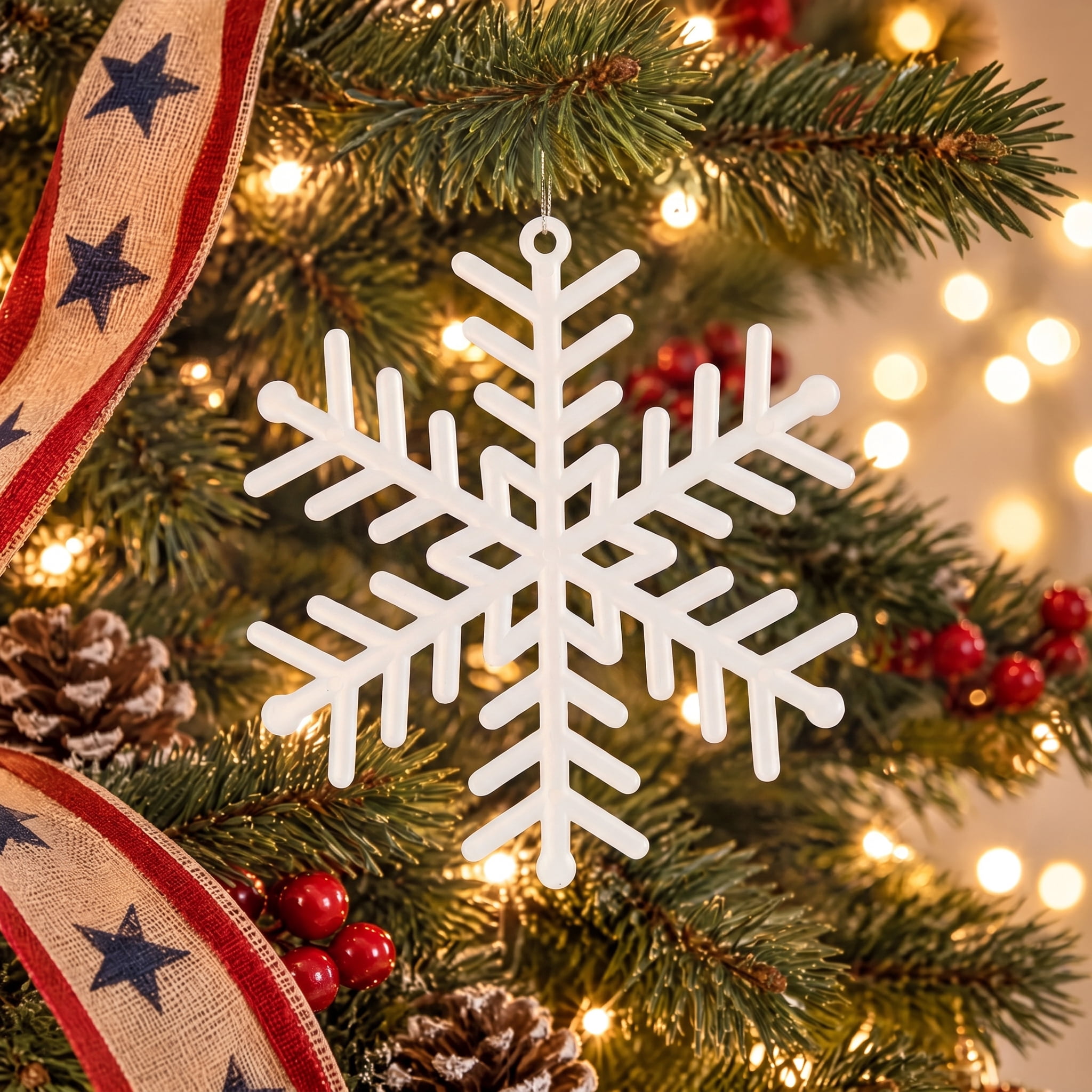 20-Count Pearl Snowflake Christmas Ornaments, 3.9", by Holiday Time