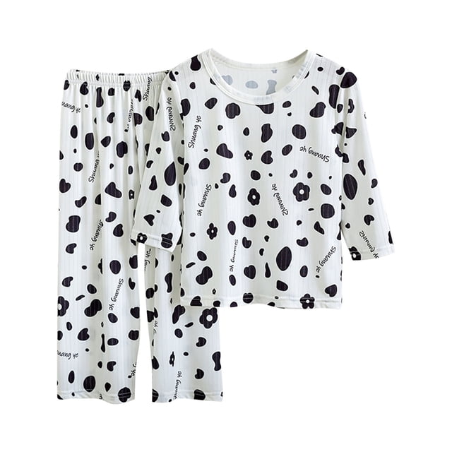 Odeerbi 2-16 Años Niños Niñas Pijama de Verano de Algodón de Manga Larga Conjunto de Pantalones Estampado Suave Ropa de Dormir de Dos Piezas Juegos de Pijamas de Dos Piezas
